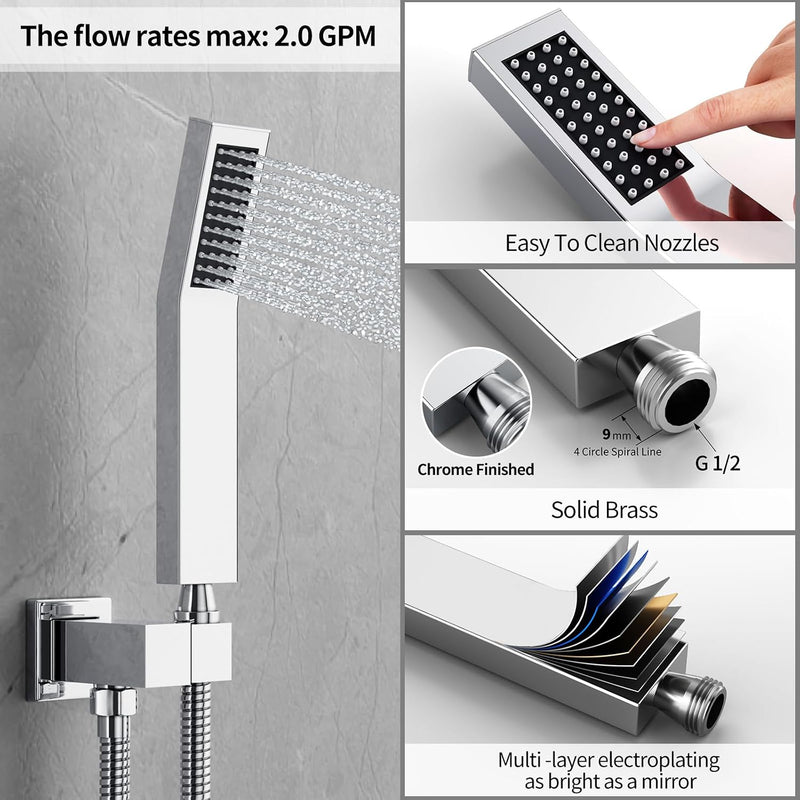 Concealed Shower System Bathroom Luxury Rain Mixer Combo