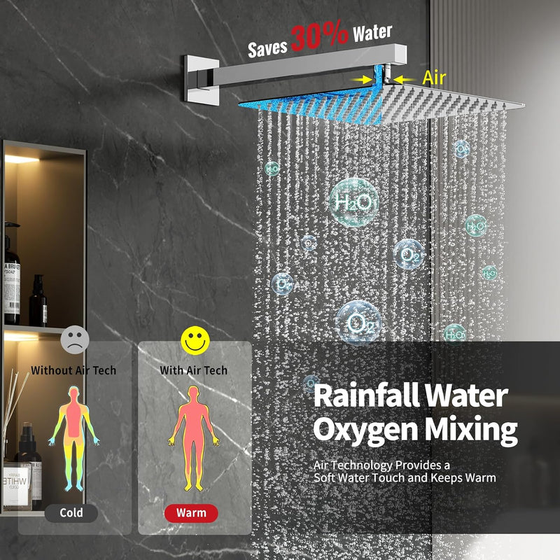 Concealed Shower System Bathroom Luxury Rain Mixer Combo
