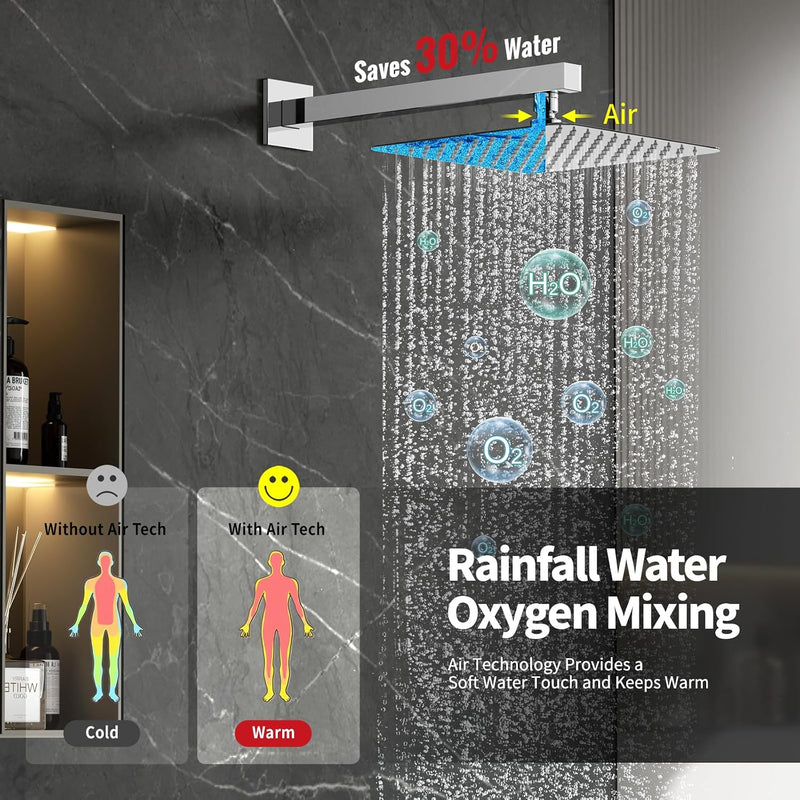 Concealed Shower System Bathroom Luxury Rain Mixer Combo