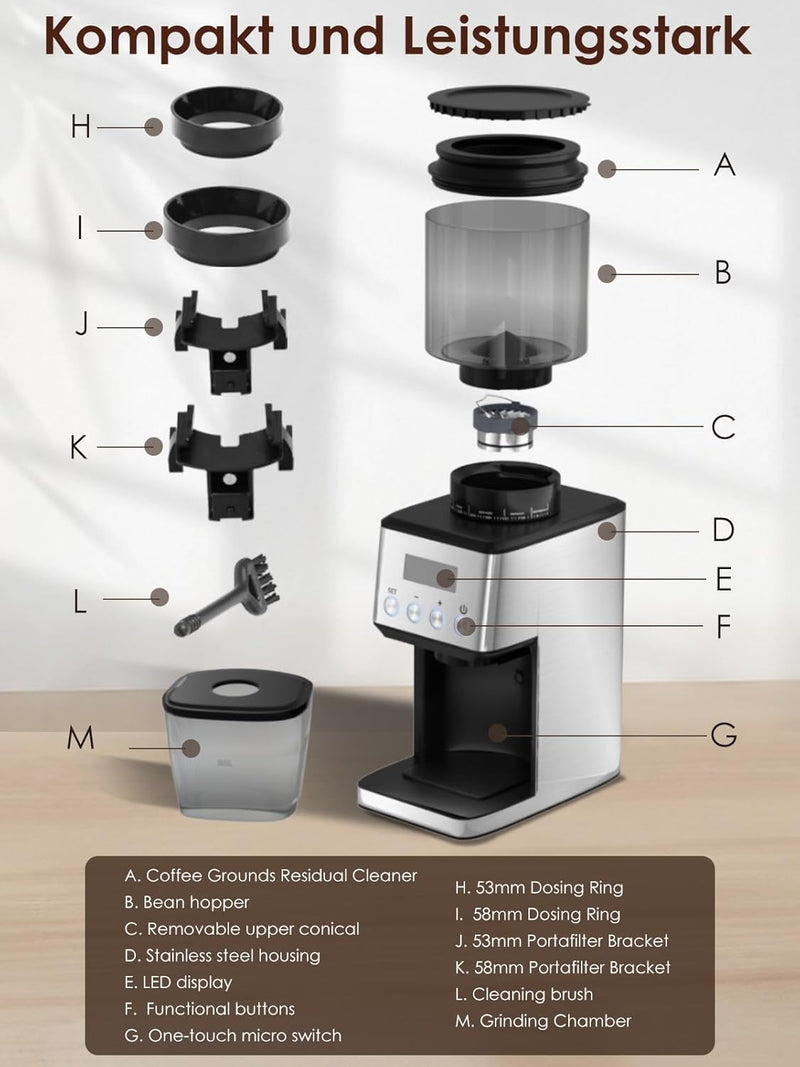 Conical Burr Coffee Grinder Electric 51 Precise Grind