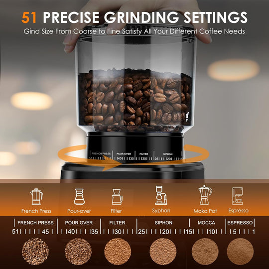 Conical Burr Coffee Grinder Electric 51 Precise Grind