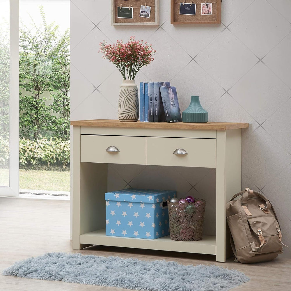 Console Hallway Side Table 2 Drawers Shelf Desk