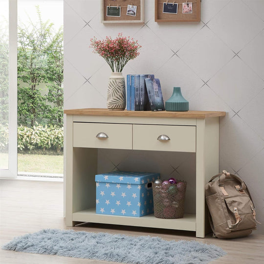 Console Hallway Side Table 2 Drawers Shelf Desk