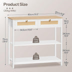 Console Table 3-Tier Hallway with 2 Flip-Down Drawers