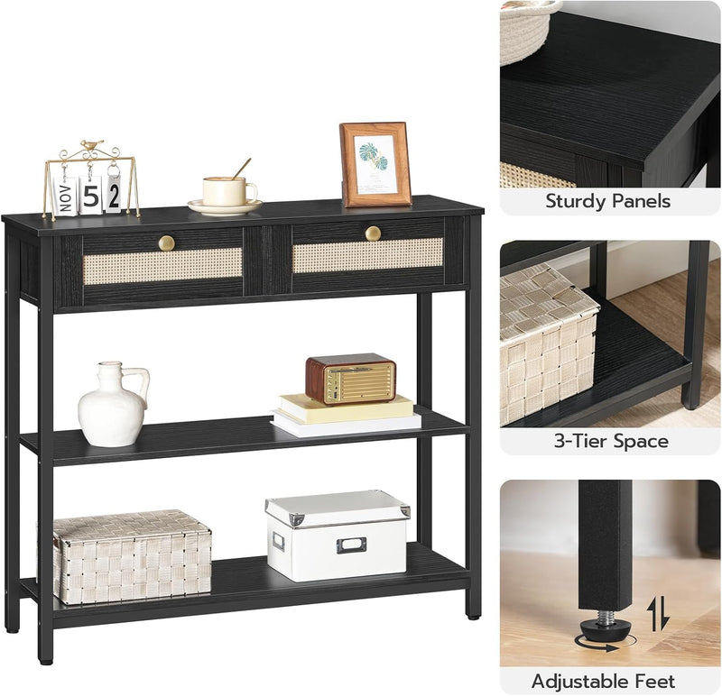Console Table 3-Tier Hallway with 2 Flip-Down Drawers