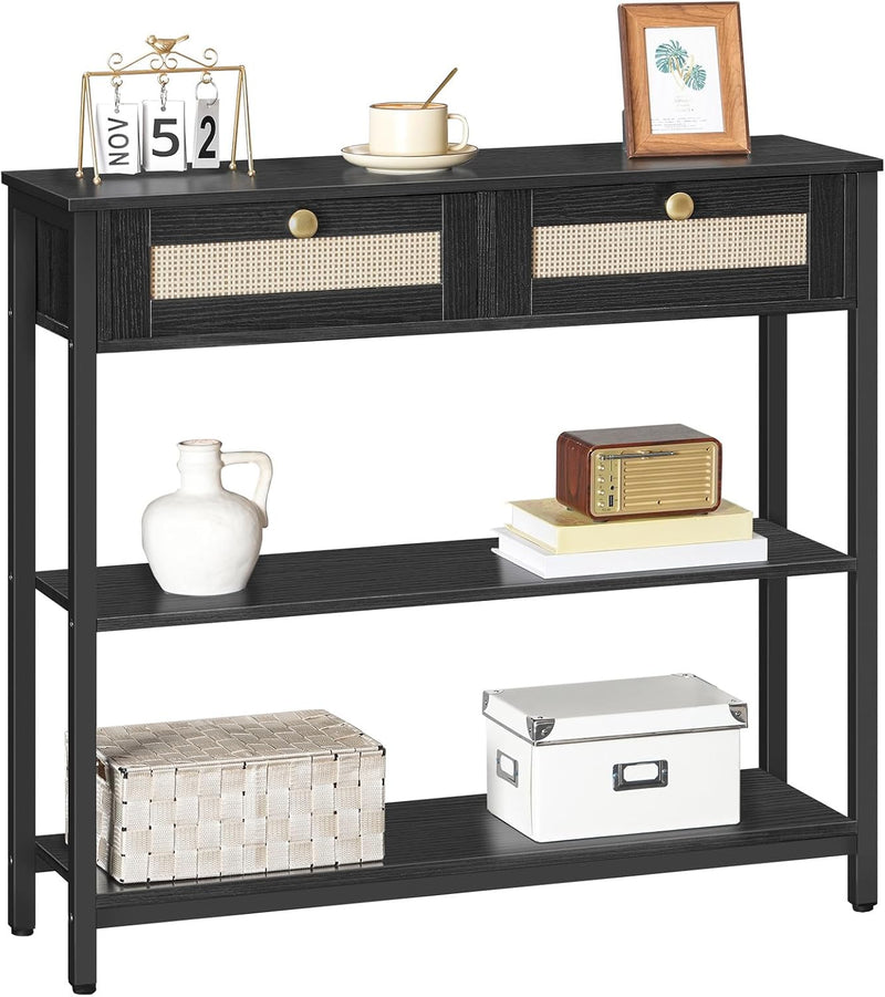 Console Table 3-Tier Hallway with 2 Flip-Down Drawers