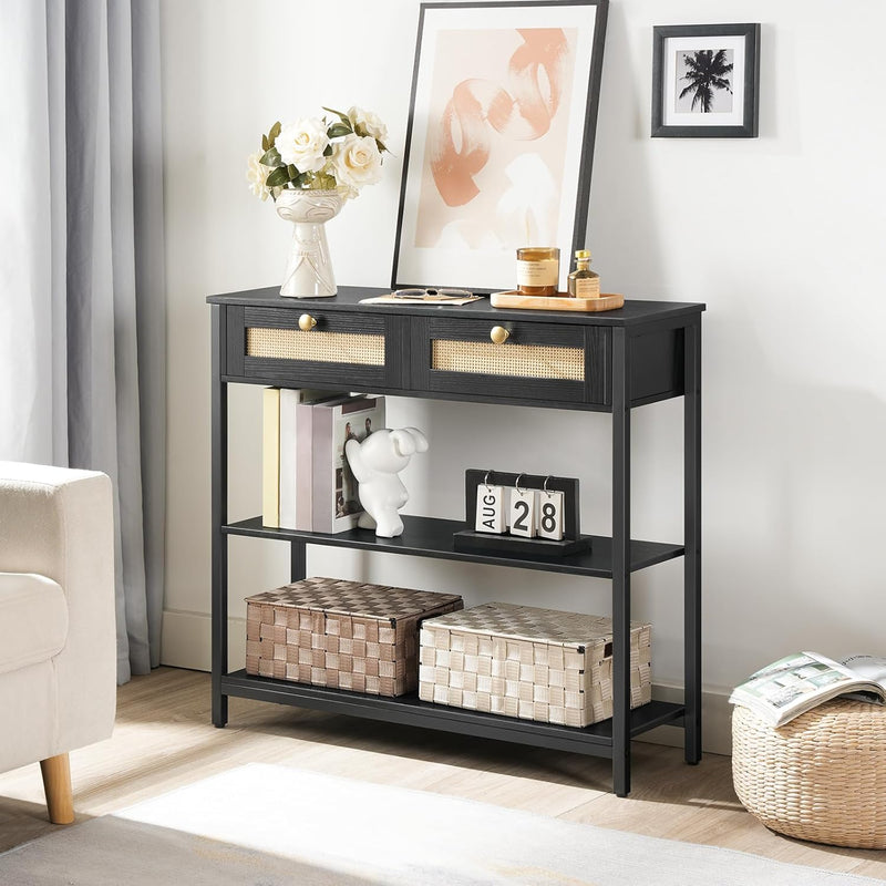 Console Table 3-Tier Hallway with 2 Flip-Down Drawers