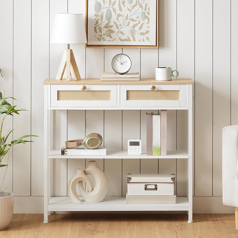Console Table 3-Tier Hallway with 2 Flip-Down Drawers