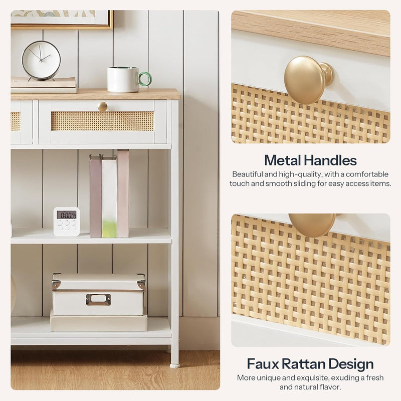 Console Table 3-Tier Hallway with 2 Flip-Down Drawers