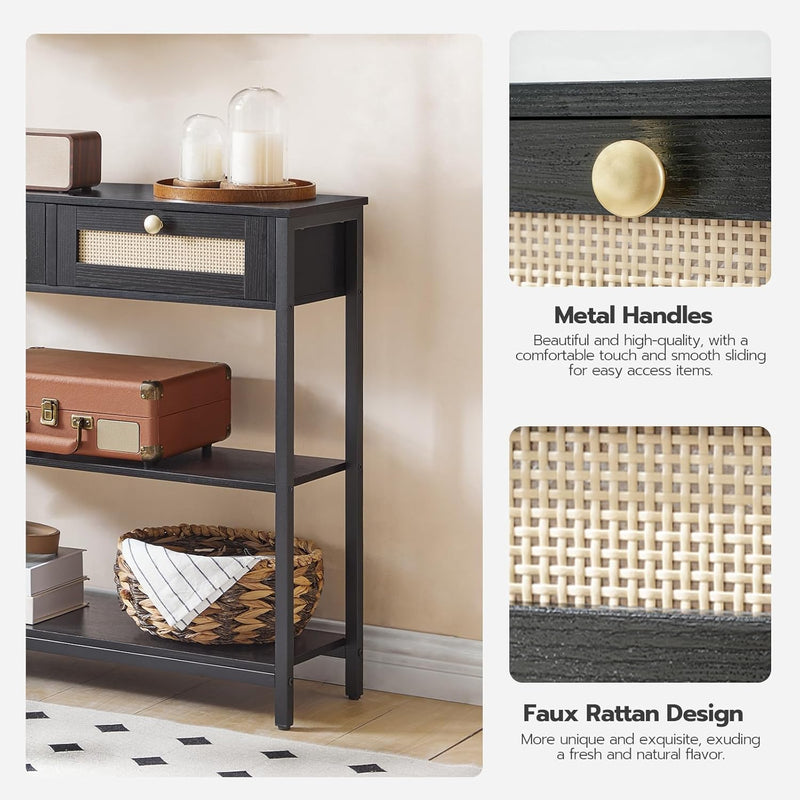 Console Table 3-Tier Hallway with 2 Flip-Down Drawers