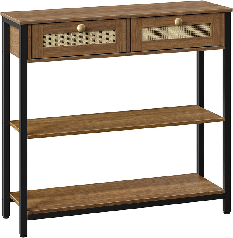Console Table 3-Tier Hallway with 2 Flip-Down Drawers