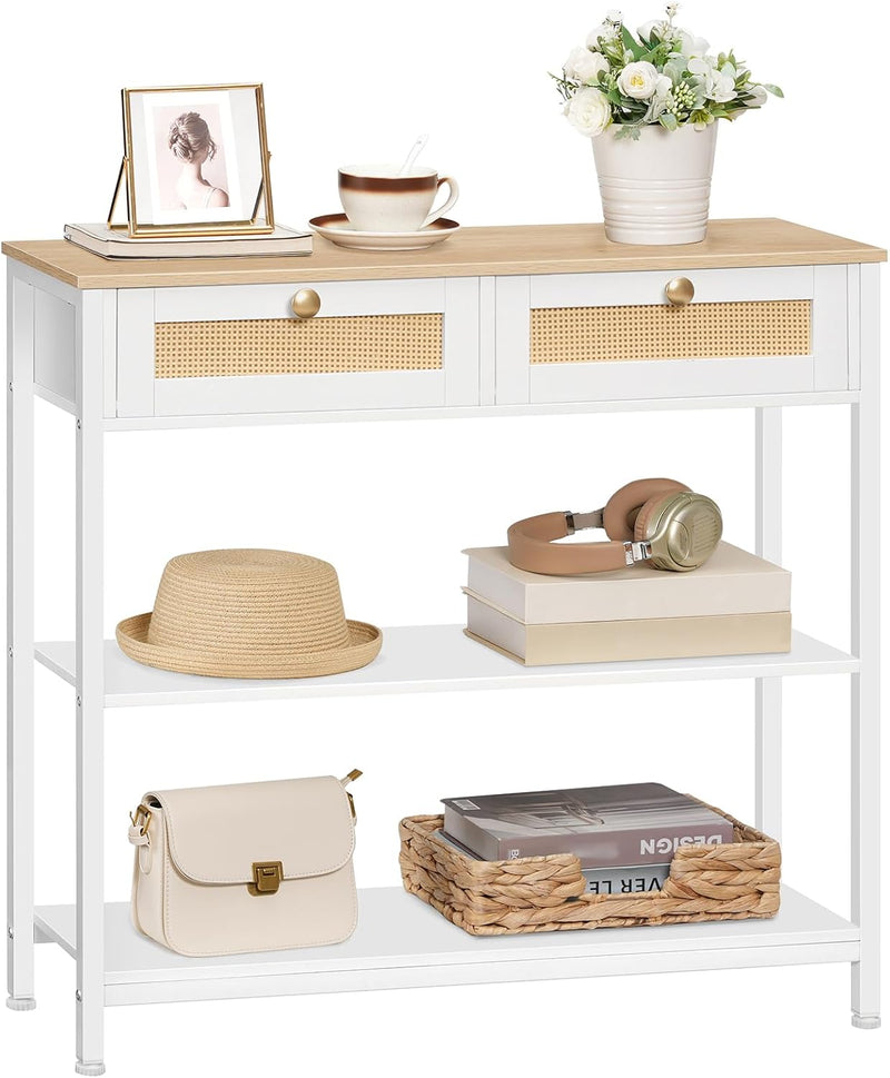Console Table 3-Tier Hallway with 2 Flip-Down Drawers