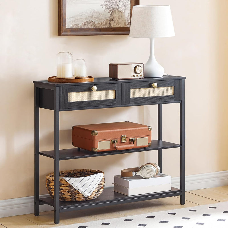 Console Table 3-Tier Hallway with 2 Flip-Down Drawers