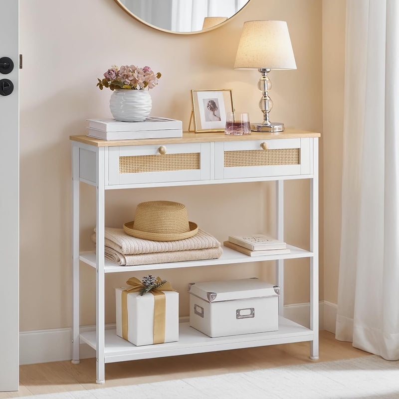 Console Table 3-Tier Hallway with 2 Flip-Down Drawers