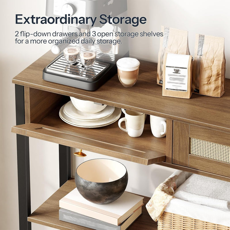 Console Table 3-Tier Hallway with 2 Flip-Down Drawers