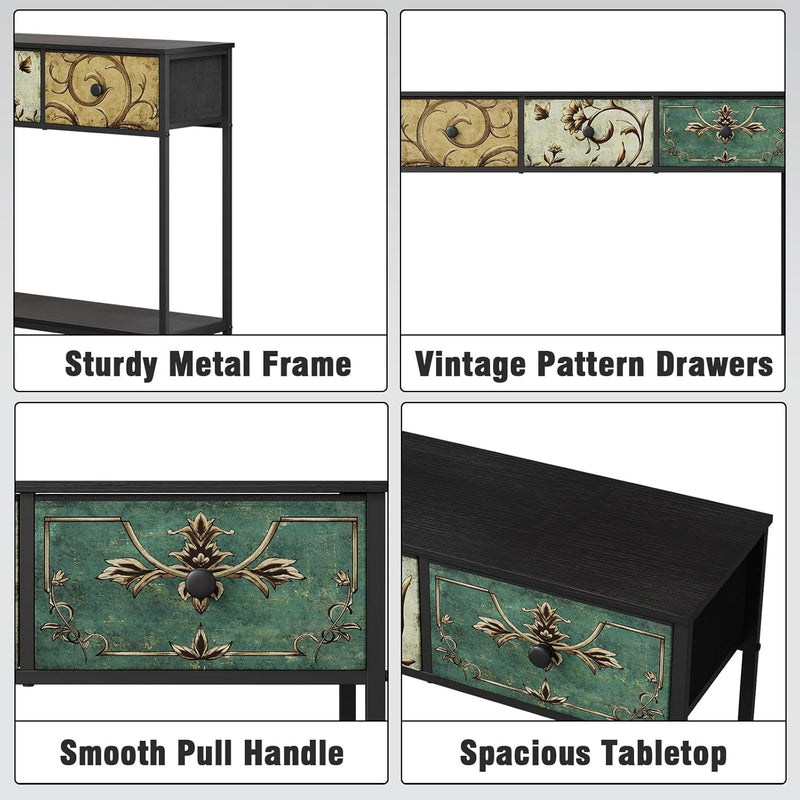 Console Table for Entryway with 3 Drawers Slim