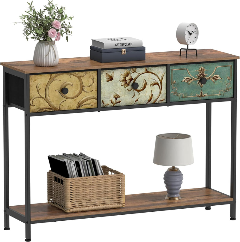 Console Table for Entryway with 3 Drawers Slim