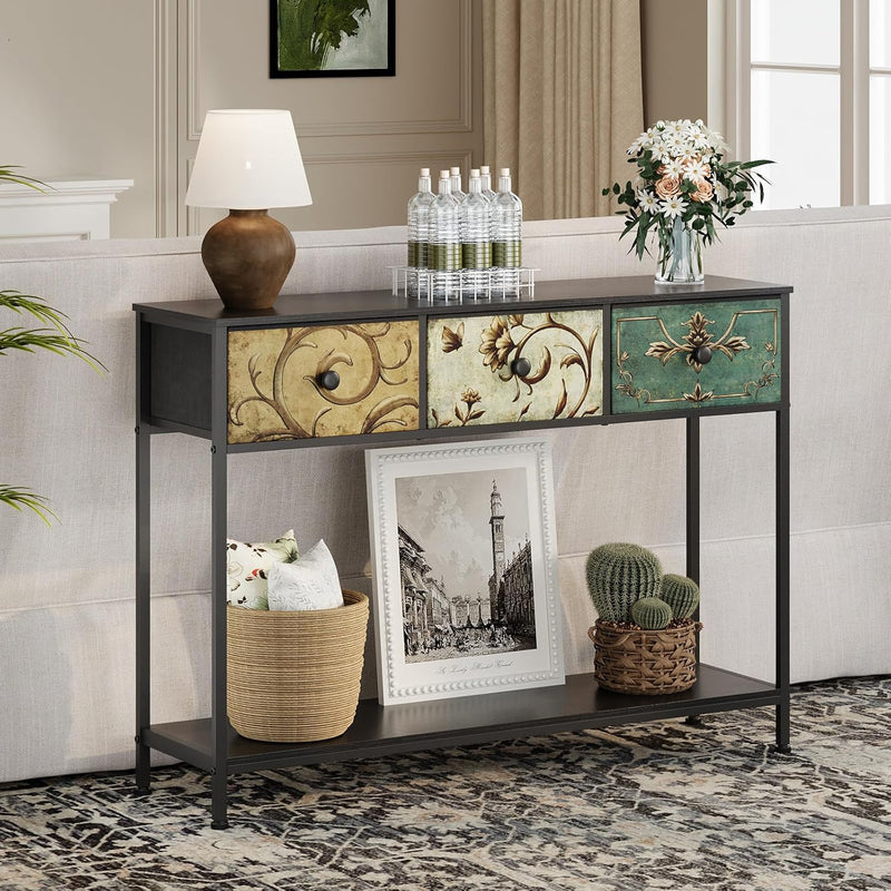 Console Table for Entryway with 3 Drawers Slim