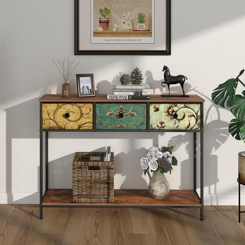Console Table for Entryway with 3 Drawers Slim
