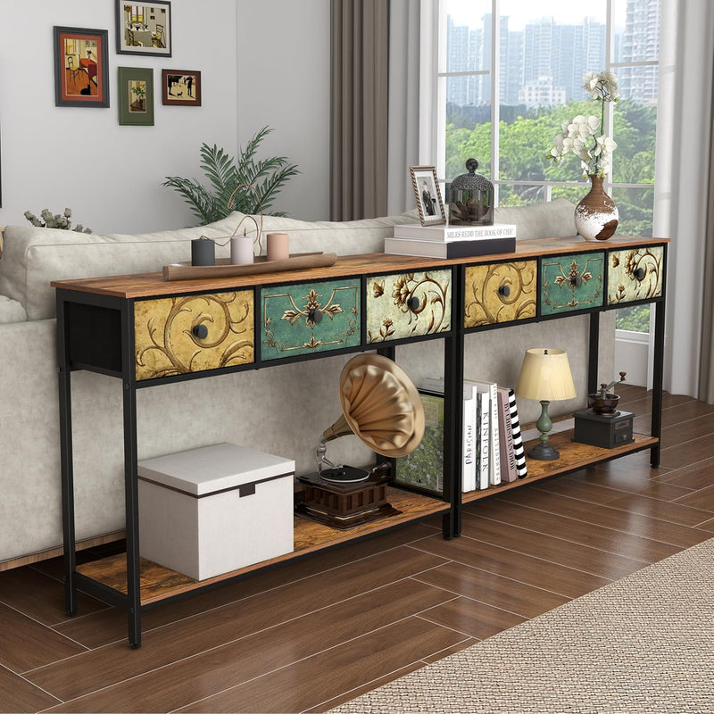 Console Table for Entryway with 3 Drawers Slim