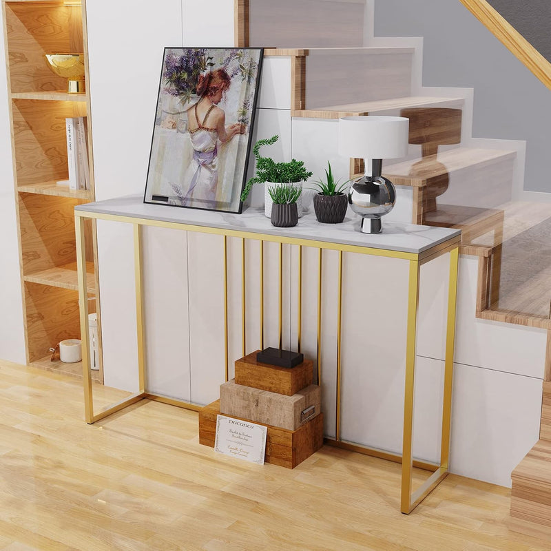 Console Table Sintered Stone Marble Top Sofa