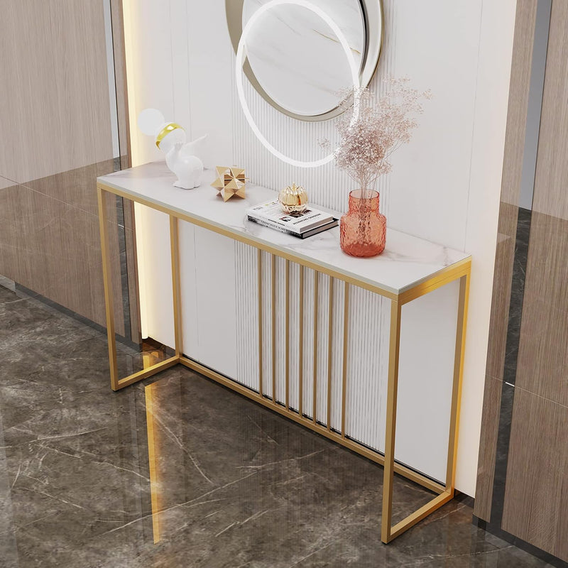 Console Table Sintered Stone Marble Top Sofa