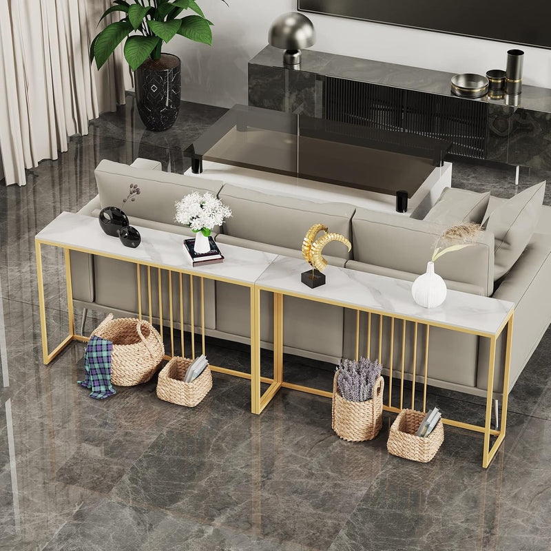 Console Table Sintered Stone Marble Top Sofa