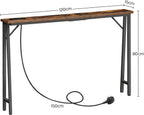 Console Table Slim Behind Sofa with Charging Station