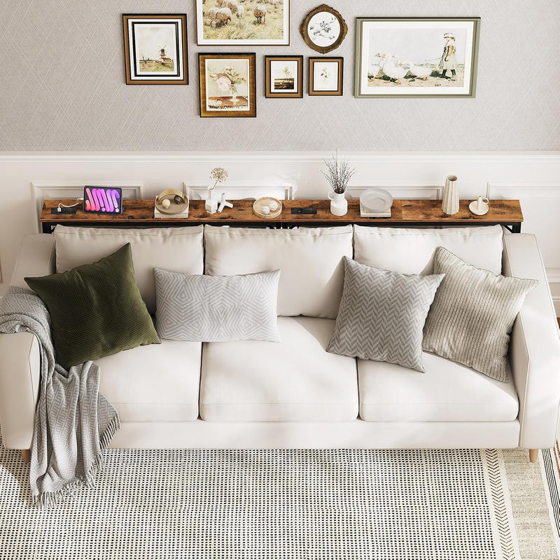 Console Table Slim Behind Sofa with Charging Station (Set of 2)