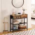 Console Table Slim with 2 Non-Woven Drawers Hallway