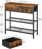 Console Table Slim with 2 Non-Woven Drawers Hallway