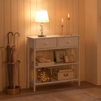 Console Table Slim with 2 Non-Woven Drawers Hallway