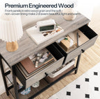 Console Table Slim with 2 Non-Woven Drawers Hallway