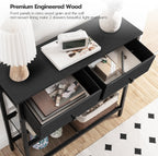 Console Table Slim with 2 Non-Woven Drawers Hallway