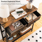 Console Table Slim with 2 Non-Woven Drawers Hallway