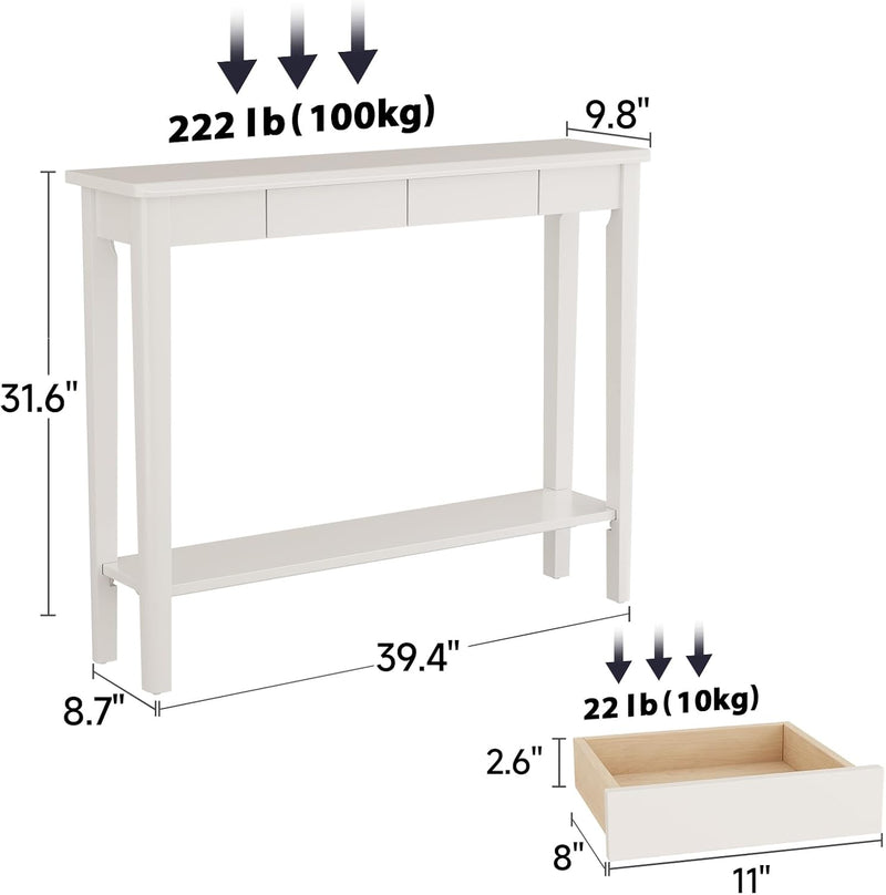 Console Table Slim with Drawers Hallway Storage Compact