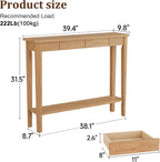 Console Table Slim with Drawers Hallway Storage Compact