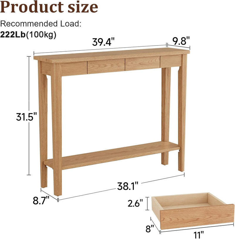 Console Table Slim with Drawers Hallway Storage Compact