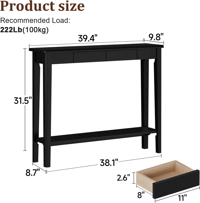 Console Table Slim with Drawers Hallway Storage Compact