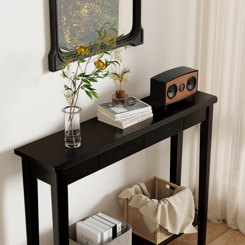 Console Table Slim with Drawers Hallway Storage Compact
