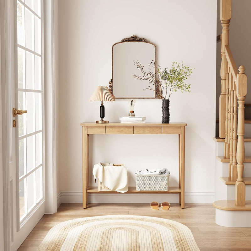 Console Table Slim with Drawers Hallway Storage Compact