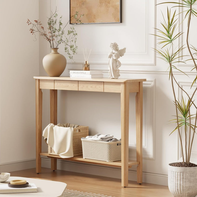 Console Table Slim with Drawers Hallway Storage Compact