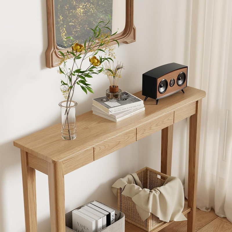 Console Table Slim with Drawers Hallway Storage Compact