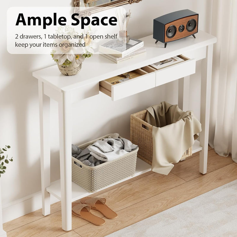 Console Table Slim with Drawers Hallway Storage Compact