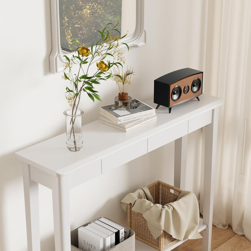 Console Table Slim with Drawers Hallway Storage Compact