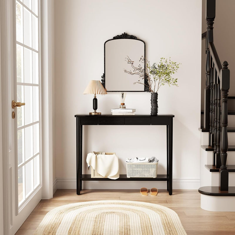Console Table Slim with Drawers Hallway Storage Compact
