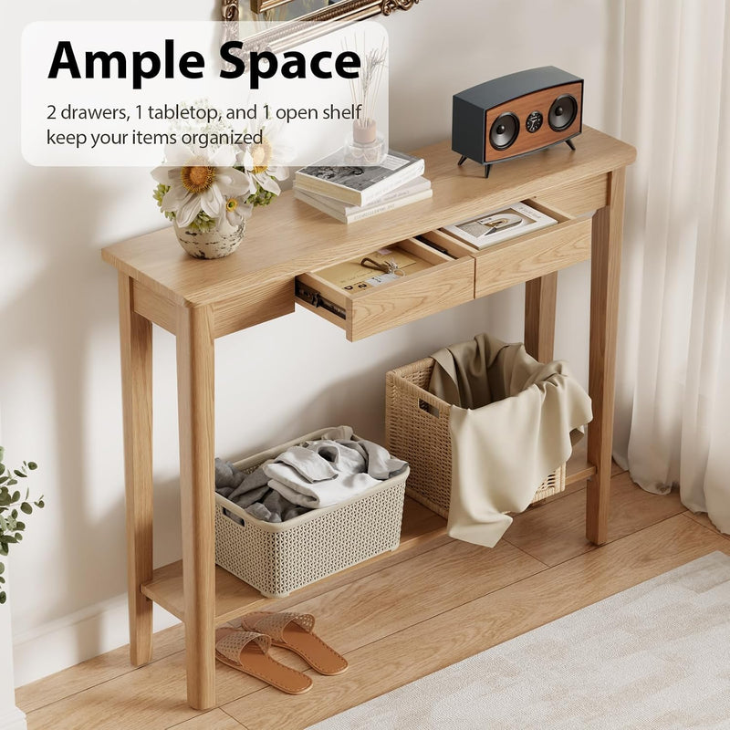 Console Table Slim with Drawers Hallway Storage Compact