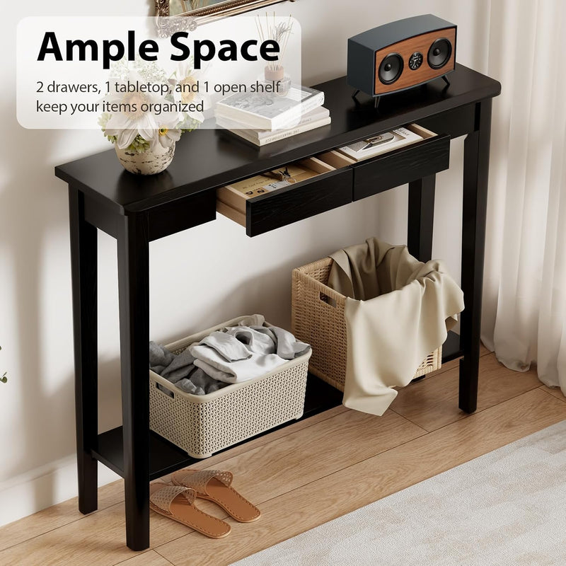 Console Table Slim with Drawers Hallway Storage Compact
