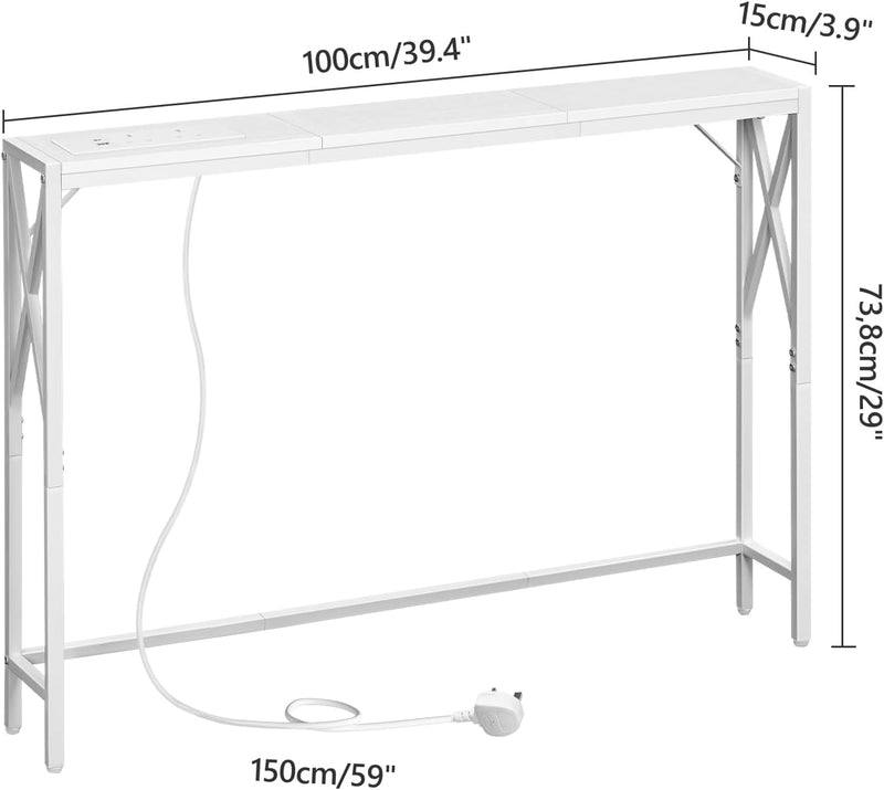 Console Table with Charging Station 100CM Narrow (2 Pack)