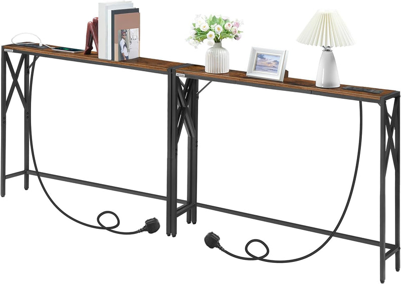 Console Table with Charging Station 100CM Narrow (2 Pack)